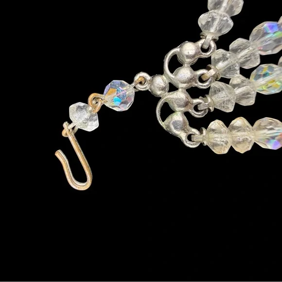 Vintage MCM Crystal Aurora Borealis Triple-Strand Necklace Rhinestone neck - Picture 9 of 9